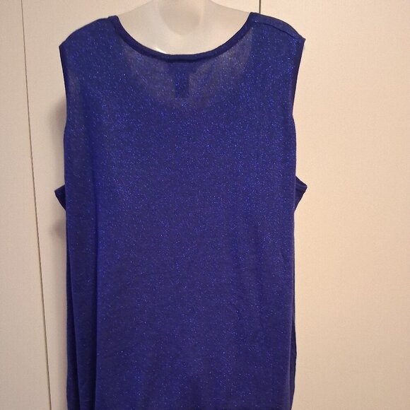 Catherines 3X 26/28 Tank Top Shirt Navy Blue Shimmer Sleeveless Knit Lightweight - Picture 3 of 5